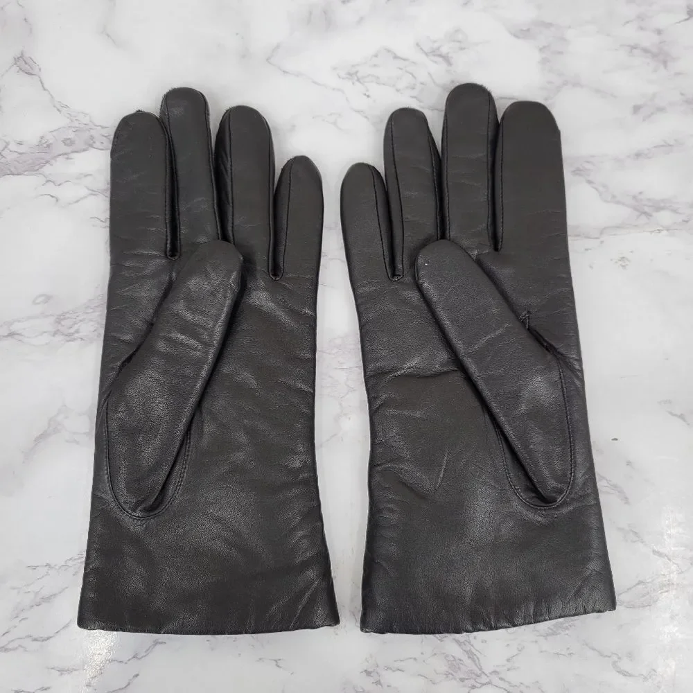 Isotoner Black Leather Driving Gloves with Knit Lining Women's Large - Picture 5 of 13